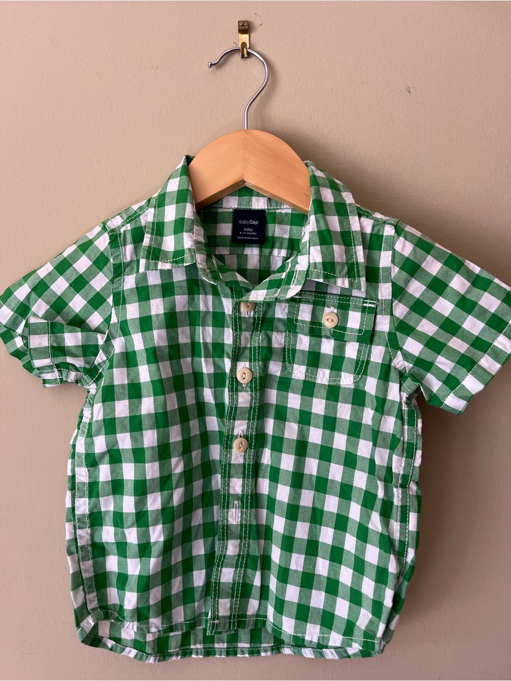 BabyGap green check button-down shirt